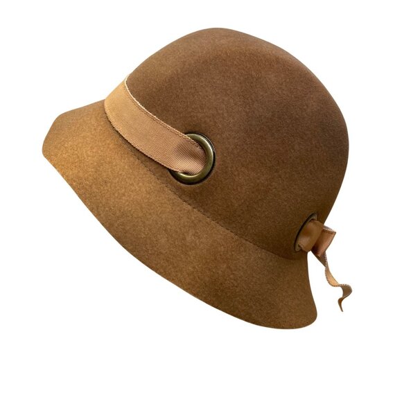 Liz Claiborne Womens Camel Wool Bucket Hat Ribbon Bow Detail One Size - Picture 4 of 11